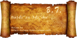 Balázs Tódor névjegykártya